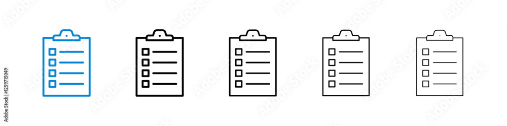 List icons in five different stroke sizes List icons in five different stroke sizes