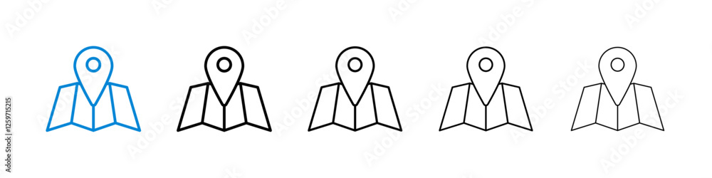 Map icons in five different stroke sizes Map icons in five different stroke sizes