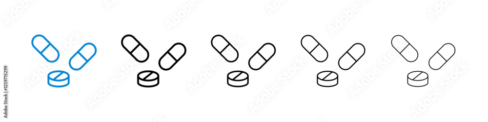 Medicine icons in five different stroke sizes Medicine icons in five different stroke sizes