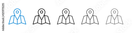 Map icons in five different stroke sizes