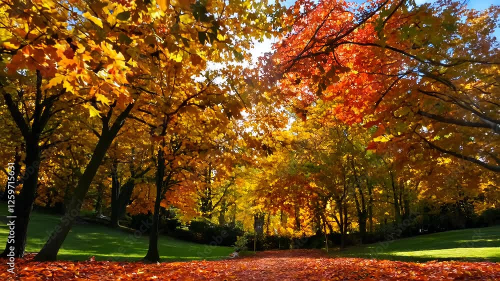Autumn Path Through Colorful Trees Autumn Path Through Colorful Trees