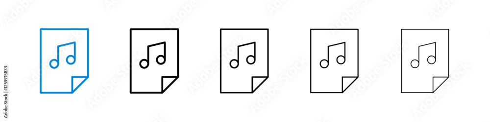 Music File icons in five different stroke sizes Music File icons in five different stroke sizes