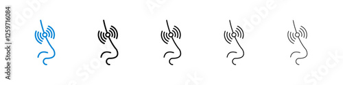 Nose pain icons in five different stroke sizes