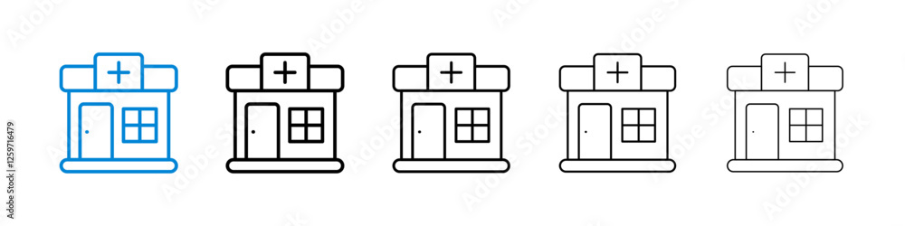 Pharmacy icons in five different stroke sizes Pharmacy icons in five different stroke sizes