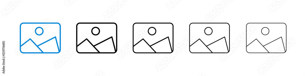 Picture icons in five different stroke sizes Picture icons in five different stroke sizes