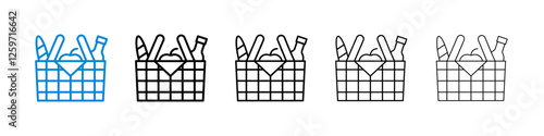 Picnic icons in five different stroke sizes