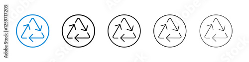 Recycle icons in five different stroke sizes