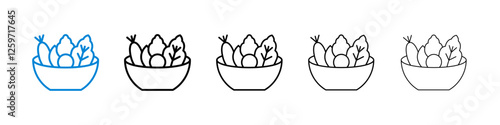 Salad icons in five different stroke sizes