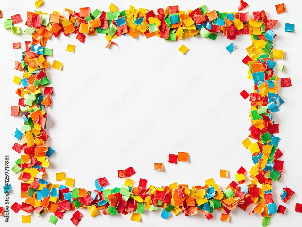 Confetti border frame framing element on white background Confetti border frame framing element on white background
