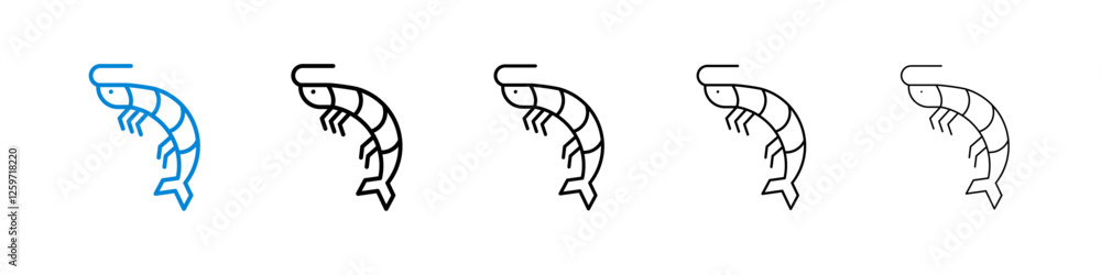 Shrimp icons in five different stroke sizes Shrimp icons in five different stroke sizes