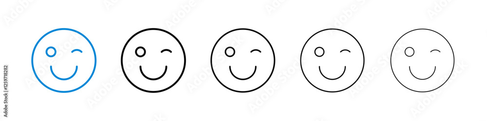 Smile wink icons in five different stroke sizes Smile wink icons in five different stroke sizes
