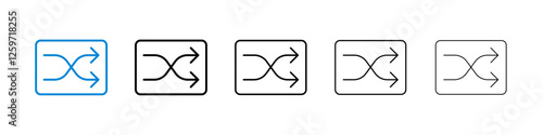 Shuffle icons in five different stroke sizes