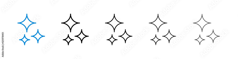 Sparkles icons in five different stroke sizes Sparkles icons in five different stroke sizes