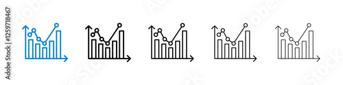 Stats icons in five different stroke sizes