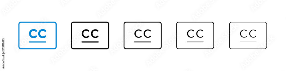 Subtitles icons in five different stroke sizes Subtitles icons in five different stroke sizes