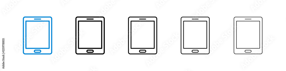 Tablet icons in five different stroke sizes Tablet icons in five different stroke sizes