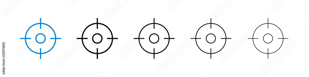 Target icons in five different stroke sizes Target icons in five different stroke sizes