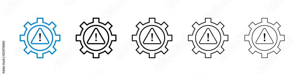 Technical warning icons in five different stroke sizes Technical warning icons in five different stroke sizes