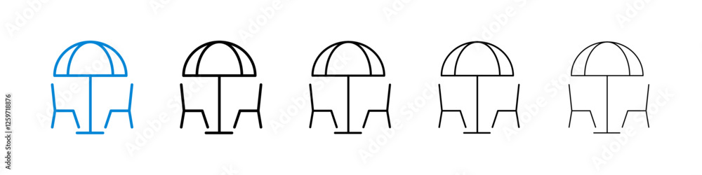 Terrace icons in five different stroke sizes Terrace icons in five different stroke sizes