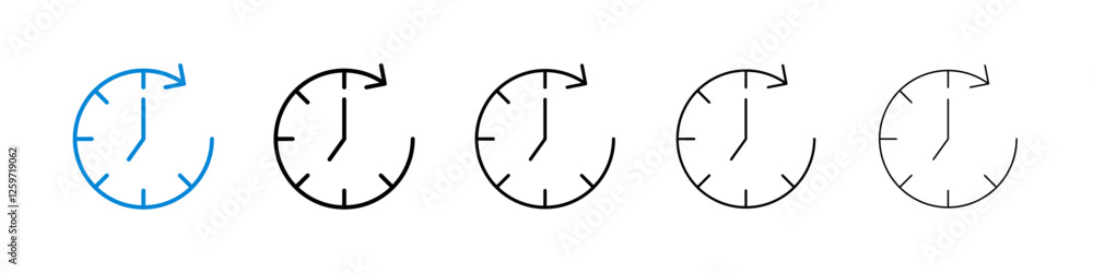 Time forward icons in five different stroke sizes Time forward icons in five different stroke sizes