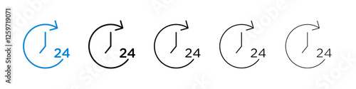 Time twenty four icons in five different stroke sizes