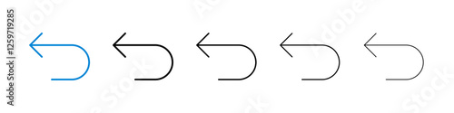 Undo icons in five different stroke sizes
