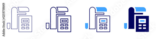 Mobile money payments icon in 4 different styles. Thin Line, Line, Bold Line, Duotone. Duotone style. Editable stroke