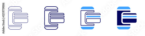 Mobile payment apps icon in 4 different styles. Thin Line, Line, Bold Line, Duotone. Duotone style. Editable stroke