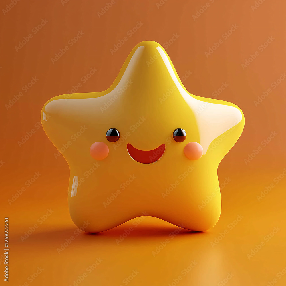 3D cartoon illustration of star on yellow background 3D cartoon illustration of star on yellow background