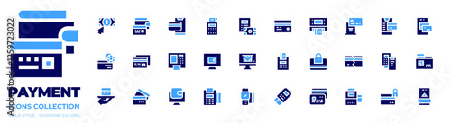 Payment icon collection. Bold style. Duotone colors. online payment, payment, credit card, online wallet, ewallet, dataphone, atm, wallet