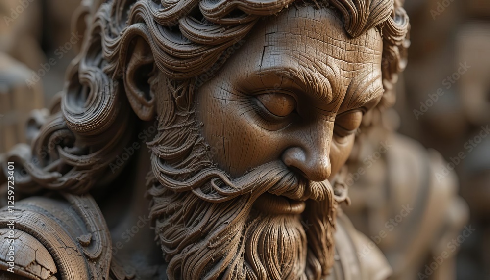 Detailed Clay Sculpture of a Bearded Man Detailed Clay Sculpture of a Bearded Man