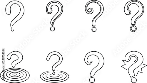 Eight Varied Question Mark Designs Styles, Symbols, and Queries