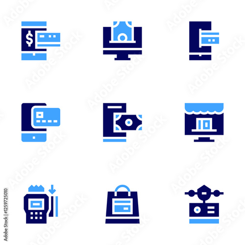 Wallpaper Mural Payment icon set. Bold style. Duotone colors. point of service, payment, online payment, credit card payment Torontodigital.ca