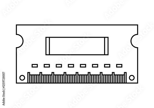 Icono negro de chip de memoria ram en fondo blanco