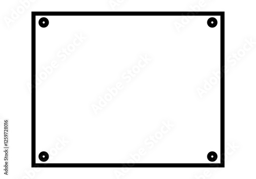 Icono negro de cartel con tornillos en fondo blanco