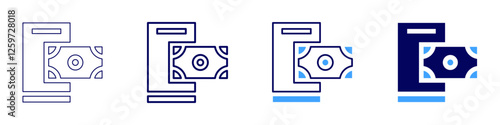 Payment transfer icon in 4 different styles. Thin Line, Line, Bold Line, Duotone. Duotone style. Editable stroke