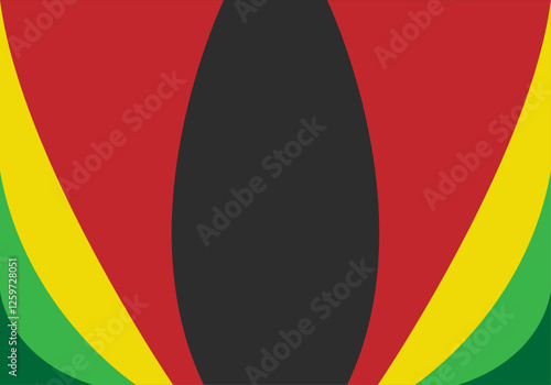 Fondo abstracto curvo amarillo, rojo y verde sobre negro