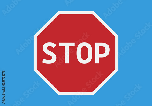 Señal de stop roja en fondo azul