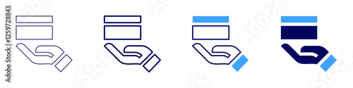 Transaction payment options icon in 4 different styles. Thin Line, Line, Bold Line, Duotone. Duotone style. Editable stroke