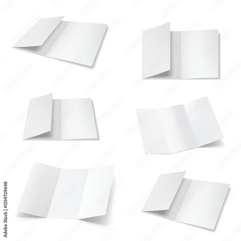 Blank Folded Brochure and Flyer Mockup Set. Vector Blank Folded Brochure and Flyer Mockup Set. Vector