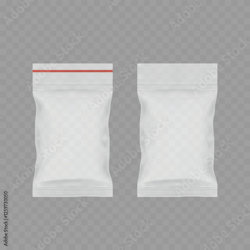 Blank White Snack Package Pouch Mockup. Vector