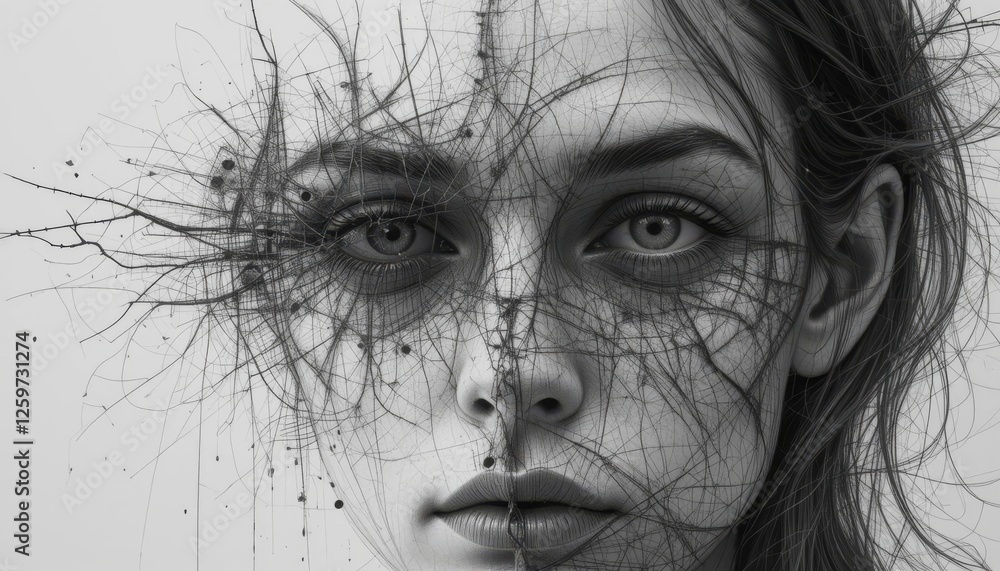 Obraz premium Intricate Webbed Portrait of a Woman