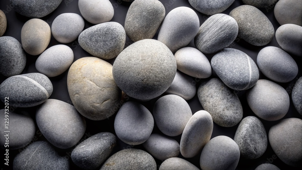 Abstract Light Grey Pebbles on Black Background - Uneven Texture Stock Photo Abstract Light Grey Pebbles on Black Background - Uneven Texture Stock Photo