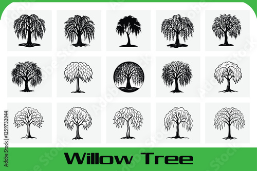 Willow Tree Vector Illustration Art for Unique Handcrafted Gifts