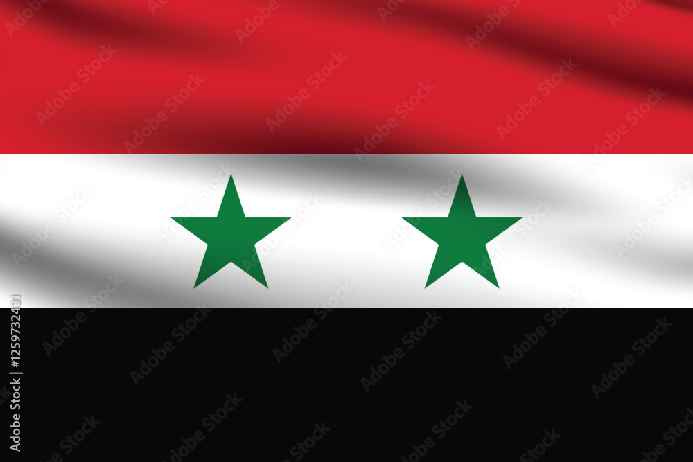 Flag of Syria. Syria flag official size and color standards digital vector illustration. Waving flag icon. Flag of Syria. Syria flag official size and color standards digital vector illustration. Waving flag icon.