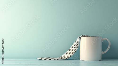 Father's Day with tie in mug pastel background. photo