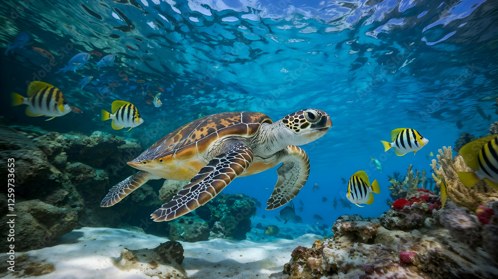 Obraz premium sea turtle swimming