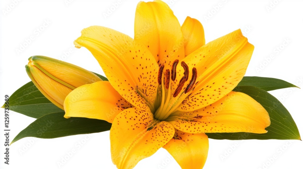 Beautiful Yellow Lily Flower Blooming in a Fresh Green Garden Setting Beautiful Yellow Lily Flower Blooming in a Fresh Green Garden Setting