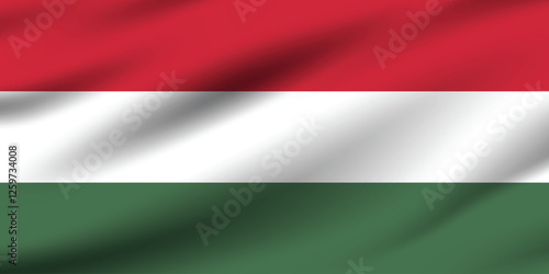 Flag of Hungary. Hungary flag official size and color standards digital vector illustration. Waving flag icon.