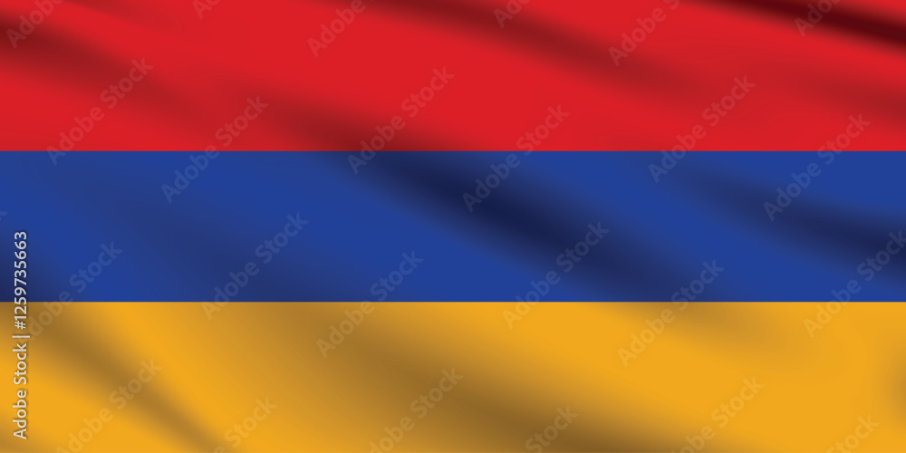 Naklejka premium Flag of Armenia. Armenia flag official size and color standards digital vector illustration. Waving flag icon.